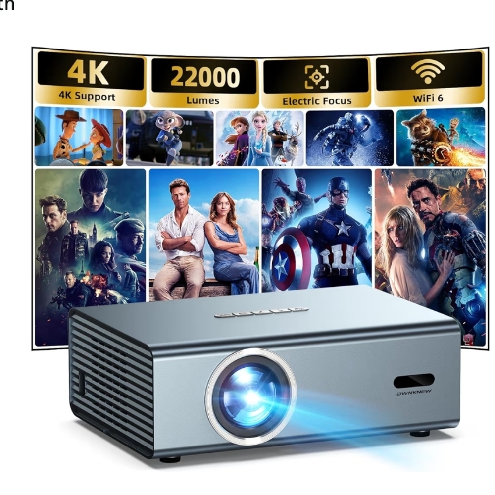 4K Support Projector with WiFi6 - Gray